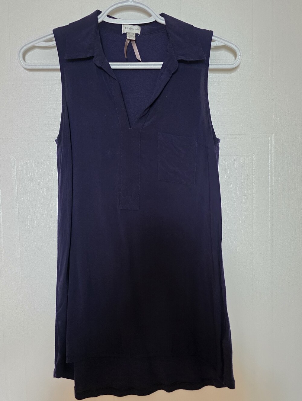 Dynamite Sleeveless Collared Top, Dark Blue, XSmall